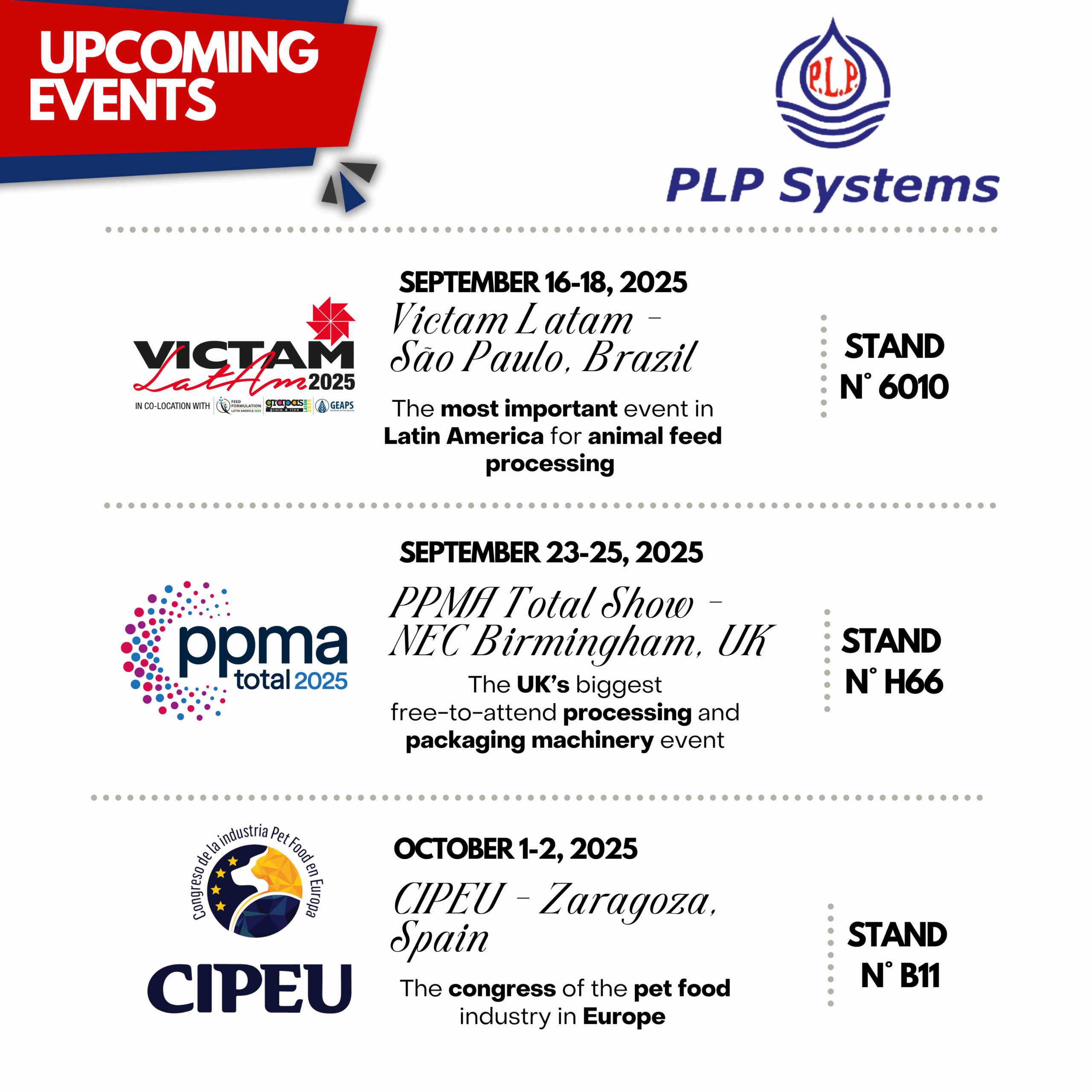 UPCOMING EVENTS - JOIN US PLP Systems 